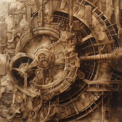 Obraz premium Abstract Industrial Maze in Monochrome