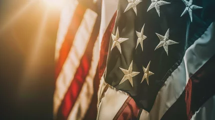 Fotobehang american flag of sunlight, united states of america Flag, independence day of America, Memorial Day, 4th of July happy independence day, american independence day, labor day, Ai  © FH Multimedia