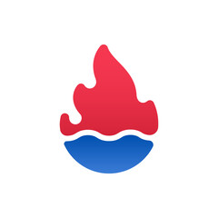 Hot Fire flame and a cold liquid water icon, the abstract symbol can be used for logos and brand names, vector illustration