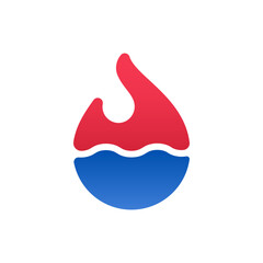Hot Fire flame and a cold liquid water icon, the abstract symbol can be used for logos and brand names, vector illustration