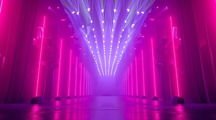 futuristic disco dancehall with  magenta neon  lights 
