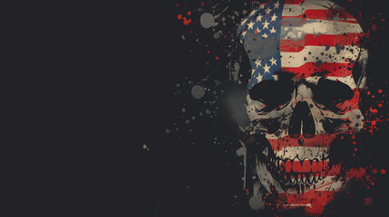 skull on a black copy space, united states of america Flag, independence day of America, Memorial Day, 4th of July happy independence day, american independence day, Ai 