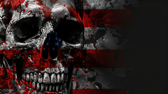 skull and blood on the wall, united states of america Flag, independence day of America, Memorial Day, 4th of July happy independence day, american independence day, Ai generated image