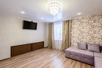 standard interior apartment. living room with sofa