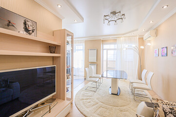 standard interior apartment. living room with sofa