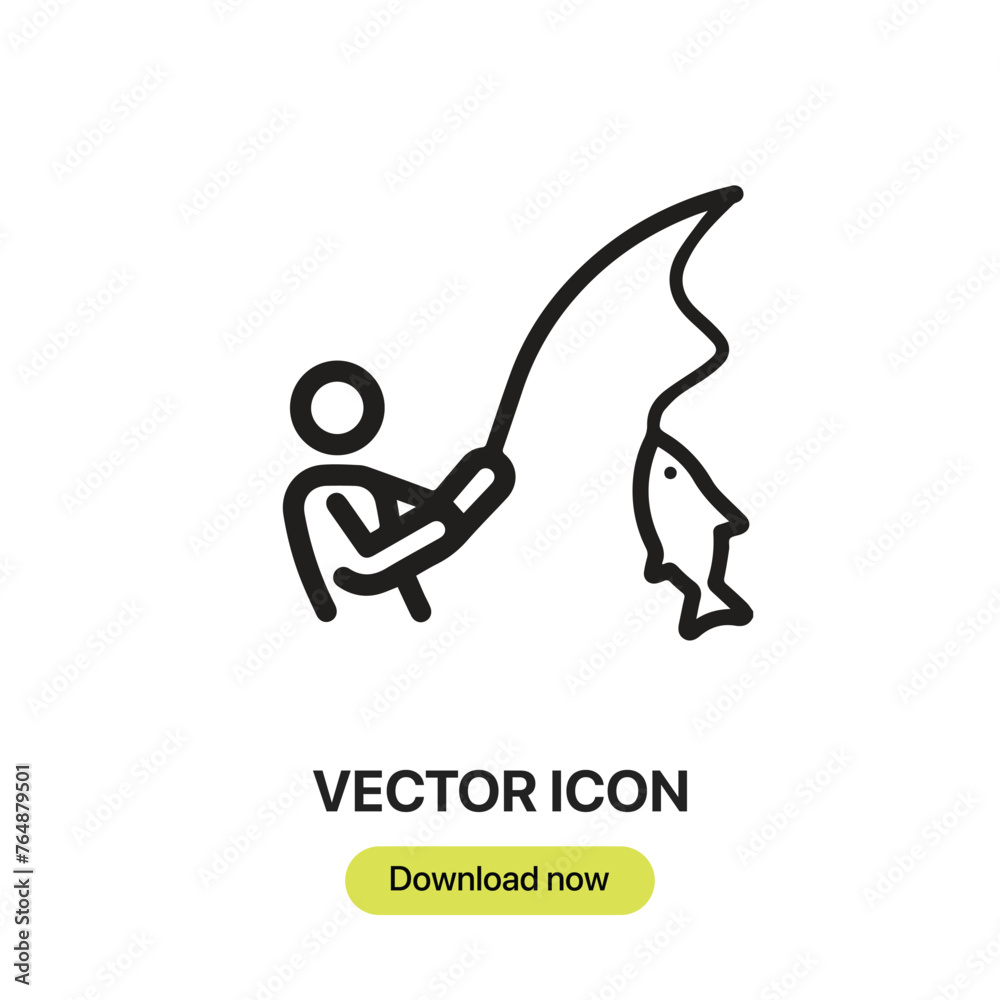 Leinwandbilder Fishing icon vector. Linear-style sign for mobile concept and web design. Fishing symbol illustration. Pixel vector graphics - Vector.	