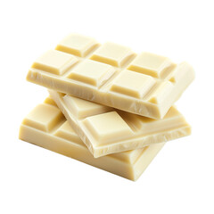 Pieces of white chocolate. Isolated photo with transparent background.