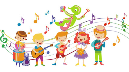 Obraz na płótnie Canvas Melodies of Youth: Kids and Music Illustration