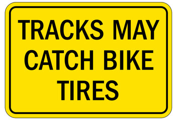 Railroad crossing sign tracks ay catch bike tire