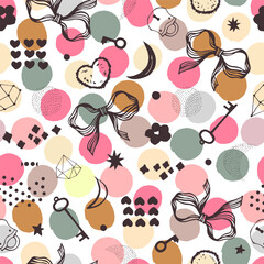 Vector hand drawn doodles seamless pattern. - 764881987