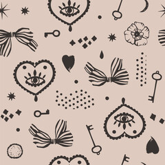 Vector hand drawn doodles seamless pattern. - 764882391