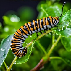 Caterpillar of butterfly (Papilio machaon)