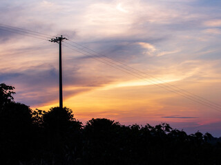 Power lines sunset