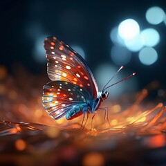 Beautiful butterfly on the background of bokeh. 3d rendering