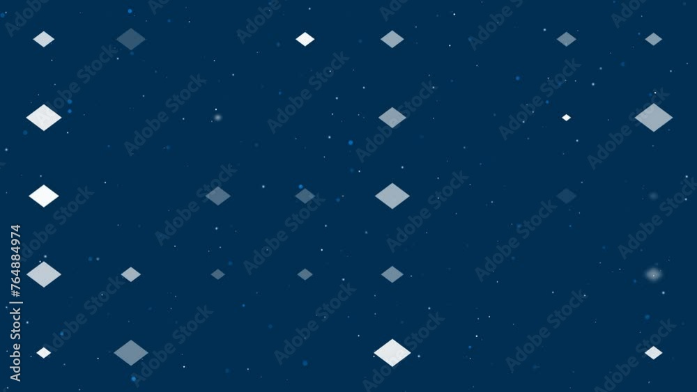 Poster template animation of evenly spaced rhombus symbols of different sizes and opacity. animation of tra