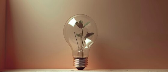 Concept for green energy, growing plants inside light bulbs