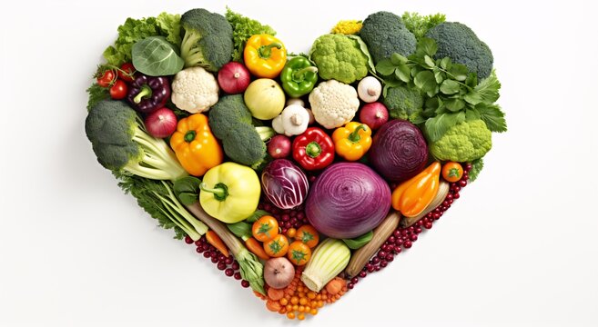 a heart shaped vegetable arrangement
