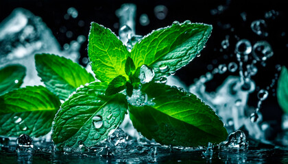 leaf in water splash