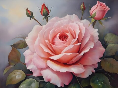 Beautiful painting of "falling roses" by Larisa Grebentsova