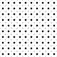 Square seamless background pattern from black narcissus flowers are different sizes and opacity. The pattern is evenly filled. Vector illustration on white background