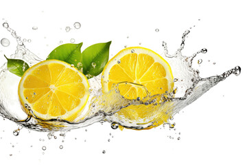 Dancing Lemons: A Splash of Refreshment. - obrazy, fototapety, plakaty