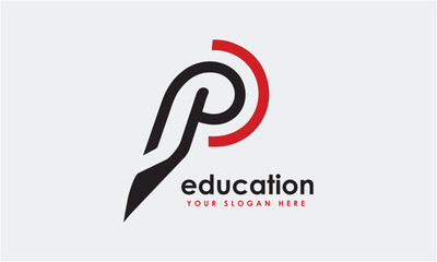 Pen pencil education signature writing symbol icon logo design vector modern minimalist template