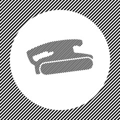 A large sanding symbol in the center as a hatch of black lines on a white circle. Interlaced effect. Seamless pattern with striped black and white diagonal slanted lines