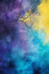 Obraz na płótnie Canvas Black and yellow watercolour splatter background, purple yellow