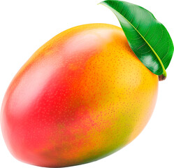 Mango with a leaf. Isolated photo with transparent background.
