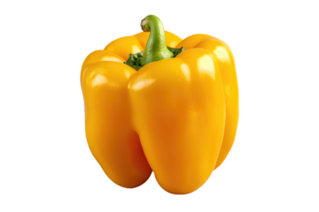 Trio of Sunny Yellow Peppers Dancing on a Clean White Canvas.