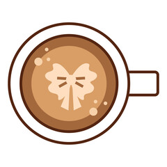 Cute cartoon latte coffee cup, digital art illustration