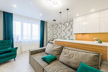 standard interior apartment. living room with sofa