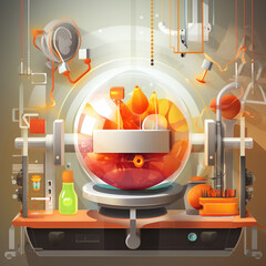 Engineering life Inside the GMO lab,3d, cartoon, flat design