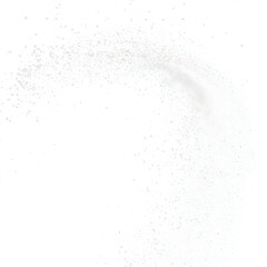 The salt particles are sprinkled in the air to form a thin isolated on transparent png.
