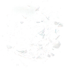White broken pieces isolated on transparent png.
