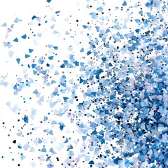 Celebratory confetti in blue muted colors, scattered glitter isolated on transparent png.
