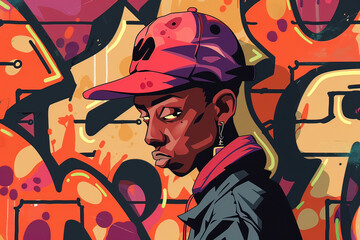 Ai pittura sul muro in stile hip hop 02 - obrazy, fototapety, plakaty
