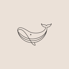 Fototapeta premium whale animal ocean mammal big fish line logo design graphic vector