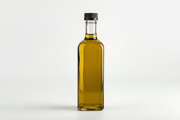 Simple olive oil bottle with white background