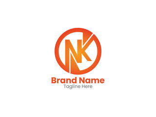 NK logo. NK design. KN letter logo design. Initial letter NK monogram logo. 