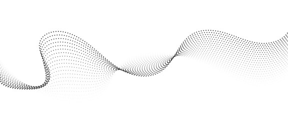 Flowing Dot Wave Pattern Halftone Curve Shape on Transparent Background