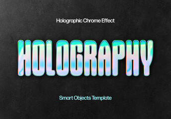 Holographic Chrome Text And Logos Effect Mockup