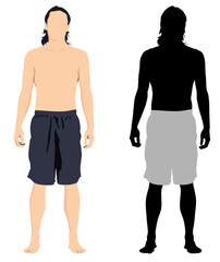 silhouette man in swim trunk