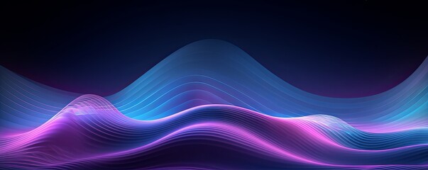 Blue and purple waves background, in the style of technological art - obrazy, fototapety, plakaty