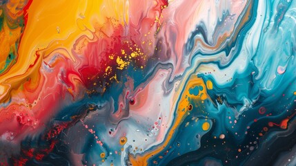 Contemporary abstract acrylic painting inspired by the vibrant brushstrokes of renowned artists. Dynamic mineral surface concept for modern backgrounds.