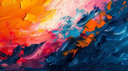 Contemporary abstract acrylic painting inspired by the vibrant brushstrokes of renowned artists. Dynamic mineral surface concept for modern backgrounds.