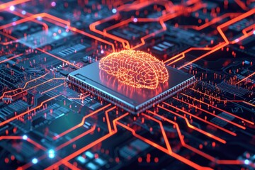 Advanced High Tech Concept  Neural Networking with 3D Brain Visualization