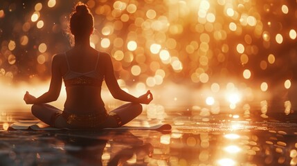 Tranquil dawn of mindfulness. Yoga practitioners embracing serenity. Harmonious blend of meditation and physical grace in a yoga session