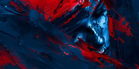 Vibrant Abstract Painting with Bold Gestural Marks on Expressive Background - obrazy, fototapety, plakaty