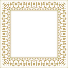 Vector gold square classic greek meander ornament. Pattern of ancient Greece. Border, frame of the Roman Empire..